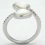 Alamode Rhodium Brass Ring with Precious Stone Conch in White - Alamode - Flyclothing LLC