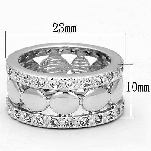 Alamode Rhodium Brass Ring with AAA Grade CZ in Clear - Alamode - Flyclothing LLC