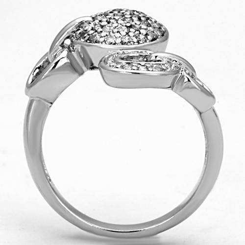 Alamode Rhodium Brass Ring with AAA Grade CZ in Clear - Alamode - Flyclothing LLC