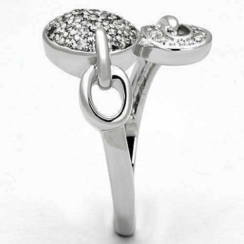 Alamode Rhodium Brass Ring with AAA Grade CZ in Clear - Alamode - Flyclothing LLC