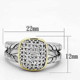 Alamode Reverse Two-Tone Brass Ring with AAA Grade CZ in Clear - Alamode - Flyclothing LLC