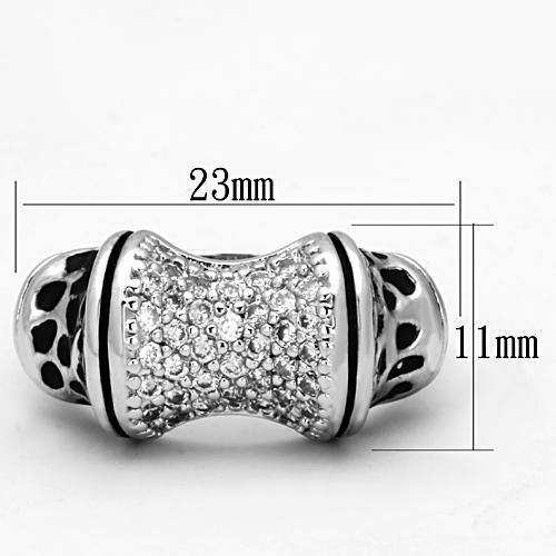 Alamode Rhodium Brass Ring with AAA Grade CZ in Clear - Alamode - Flyclothing LLC