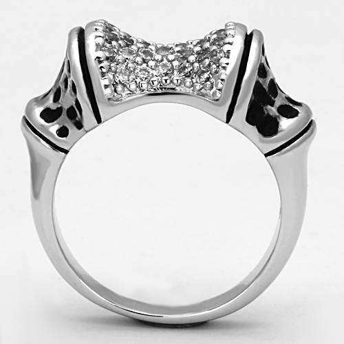 Alamode Rhodium Brass Ring with AAA Grade CZ in Clear - Alamode - Flyclothing LLC