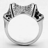 Alamode Rhodium Brass Ring with AAA Grade CZ in Clear - Alamode - Flyclothing LLC