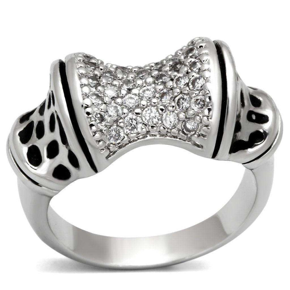 Alamode Rhodium Brass Ring with AAA Grade CZ in Clear - Alamode - Flyclothing LLC