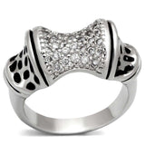 Alamode Rhodium Brass Ring with AAA Grade CZ in Clear - Alamode - Flyclothing LLC