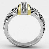 Alamode Reverse Two-Tone Brass Ring with Top Grade Crystal in Clear - Alamode - Flyclothing LLC