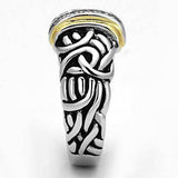 Alamode Reverse Two-Tone Brass Ring with Top Grade Crystal in Clear - Alamode - Flyclothing LLC