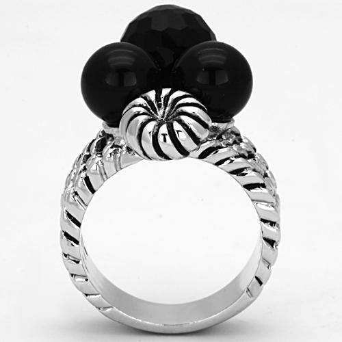 Alamode Rhodium Brass Ring with AAA Grade CZ in Black Diamond - Alamode - Flyclothing LLC