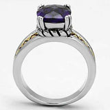 Alamode Reverse Two-Tone Brass Ring with AAA Grade CZ in Amethyst - Alamode - Flyclothing LLC