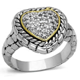 Alamode Reverse Two-Tone Brass Ring with AAA Grade CZ in Clear - Alamode - Flyclothing LLC