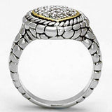 Alamode Reverse Two-Tone Brass Ring with AAA Grade CZ in Clear - Alamode - Flyclothing LLC