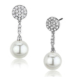 Alamode Rhodium Brass Earrings with Synthetic Pearl in White - Alamode - Flyclothing LLC