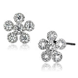 Alamode Rhodium Brass Earrings with AAA Grade CZ in Clear - Alamode - Flyclothing LLC