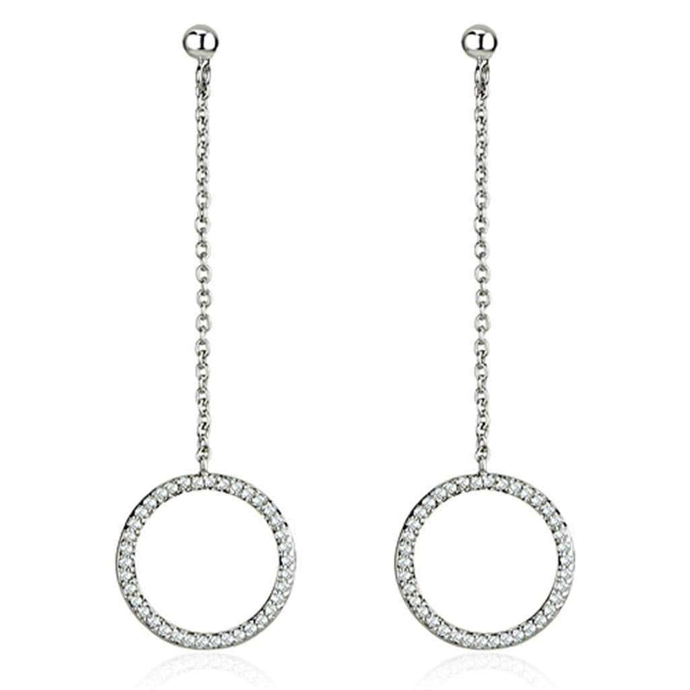 Alamode Rhodium Brass Earrings with AAA Grade CZ in Clear - Alamode - Flyclothing LLC