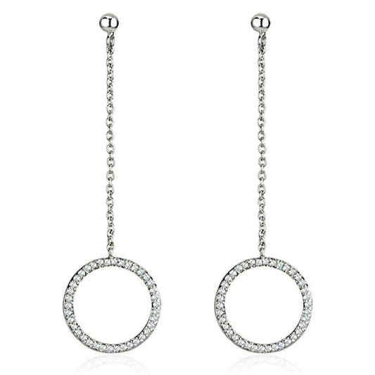 Alamode Rhodium Brass Earrings with AAA Grade CZ in Clear - Alamode - Flyclothing LLC