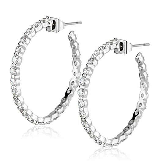 Alamode Rhodium Brass Earrings with AAA Grade CZ in Clear - Alamode - Flyclothing LLC