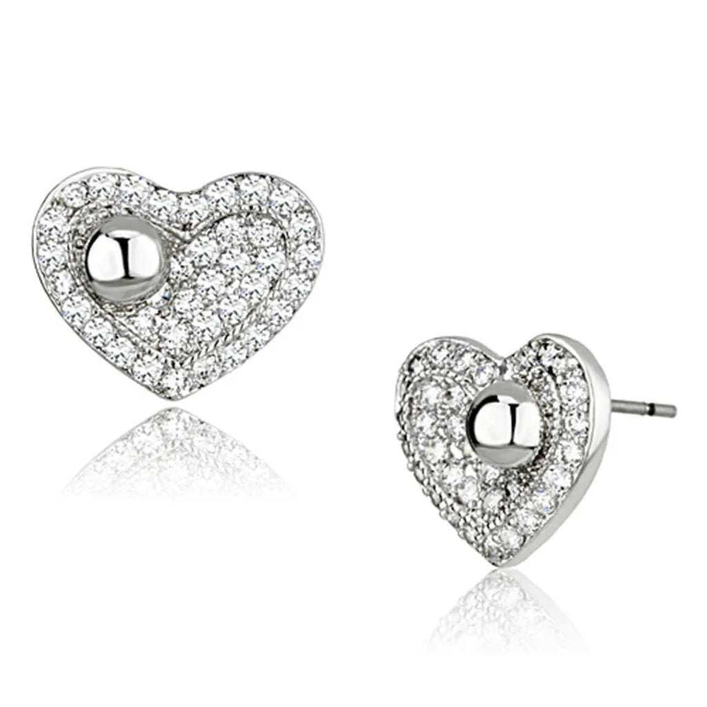 Alamode Rhodium Brass Earrings with AAA Grade CZ in Clear - Alamode - Flyclothing LLC