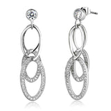 Alamode Rhodium Brass Earrings with AAA Grade CZ in Clear - Alamode - Flyclothing LLC
