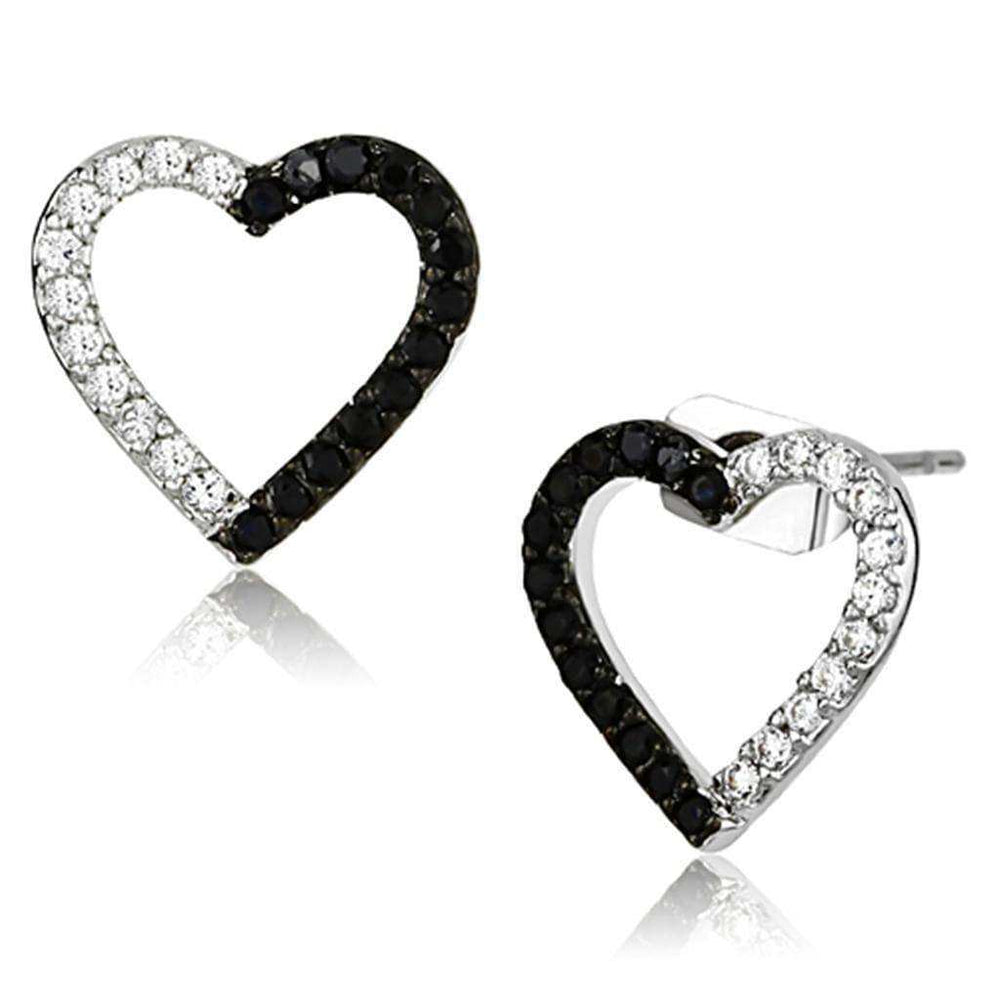 Alamode Rhodium + Ruthenium Brass Earrings with AAA Grade CZ in Jet - Alamode - Flyclothing LLC