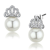 Alamode Rhodium Brass Earrings with Synthetic Pearl in White - Alamode - Flyclothing LLC
