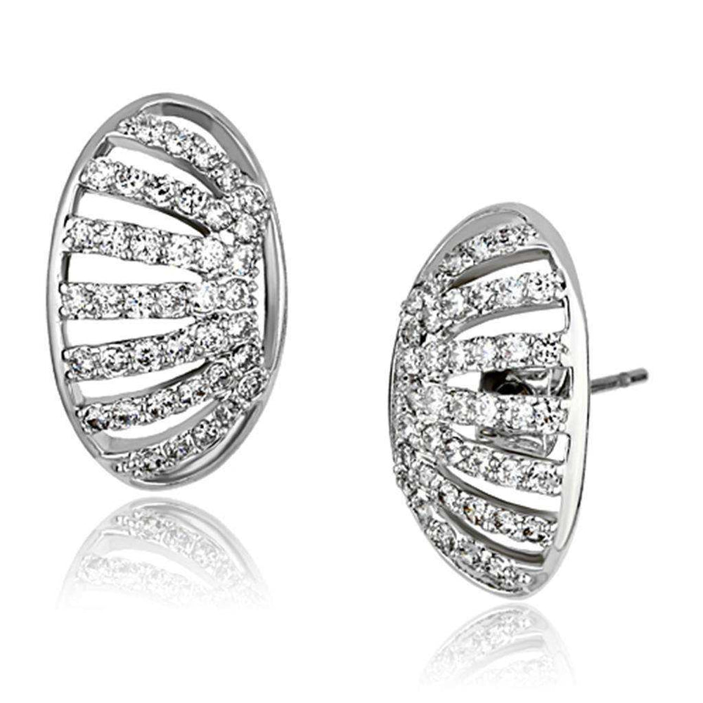 Alamode Rhodium Brass Earrings with AAA Grade CZ in Clear - Alamode - Flyclothing LLC