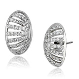 Alamode Rhodium Brass Earrings with AAA Grade CZ in Clear - Alamode - Flyclothing LLC