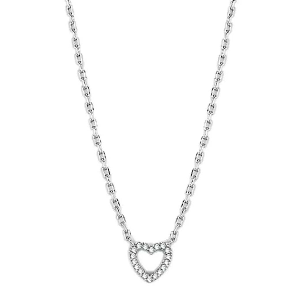 Alamode Rhodium Brass Necklace with AAA Grade CZ in Clear - Alamode - Flyclothing LLC