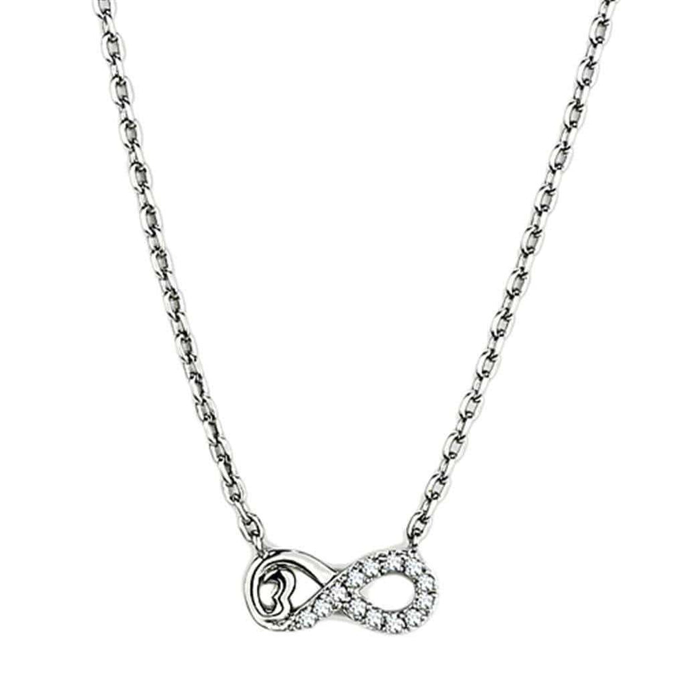 Alamode Rhodium Brass Necklace with AAA Grade CZ in Clear - Alamode - Flyclothing LLC