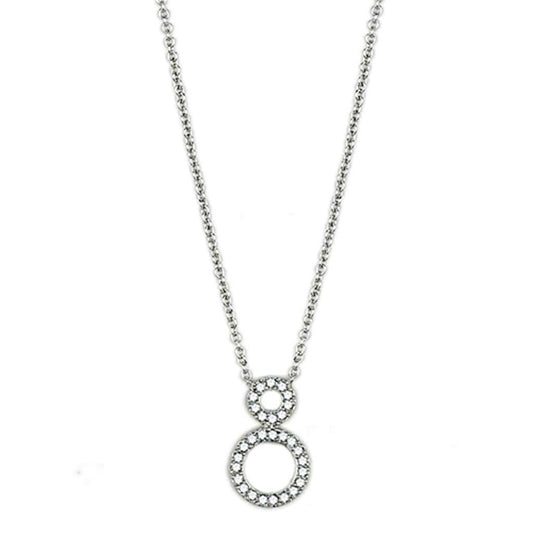 Alamode Rhodium Brass Necklace with AAA Grade CZ in Clear - Alamode - Flyclothing LLC