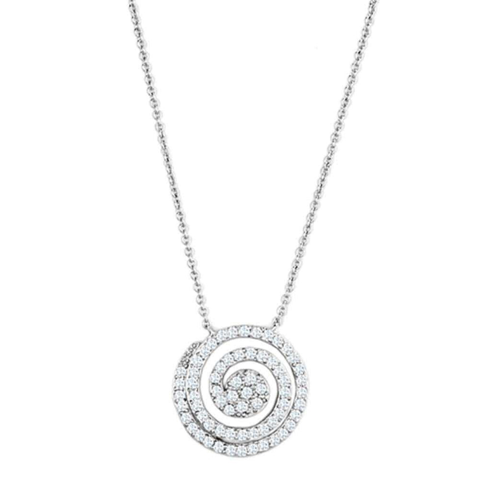 Alamode Rhodium Brass Necklace with AAA Grade CZ in Clear - Alamode - Flyclothing LLC