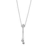 Alamode Rhodium Brass Necklace with AAA Grade CZ in Clear - Alamode - Flyclothing LLC