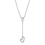 Alamode Rhodium Brass Necklace with AAA Grade CZ in Clear - Alamode - Flyclothing LLC