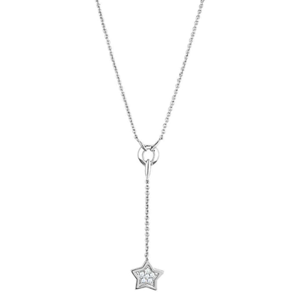 Alamode Rhodium Brass Necklace with AAA Grade CZ in Clear - Alamode - Flyclothing LLC
