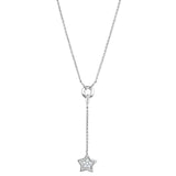 Alamode Rhodium Brass Necklace with AAA Grade CZ in Clear - Alamode - Flyclothing LLC