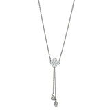 Alamode Rhodium Brass Necklace with AAA Grade CZ in Clear - Alamode - Flyclothing LLC