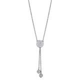 Alamode Rhodium Brass Necklace with AAA Grade CZ in Clear - Alamode - Flyclothing LLC