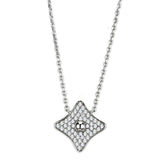 Alamode Rhodium Brass Necklace with AAA Grade CZ in Clear - Alamode - Flyclothing LLC