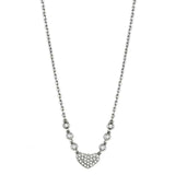 Alamode Rhodium Brass Necklace with AAA Grade CZ in Clear - Alamode - Flyclothing LLC