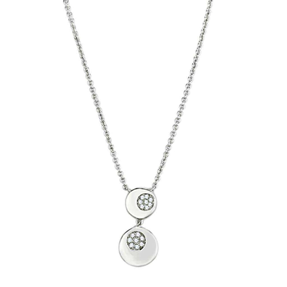 Alamode Rhodium Brass Necklace with AAA Grade CZ in Clear - Alamode - Flyclothing LLC