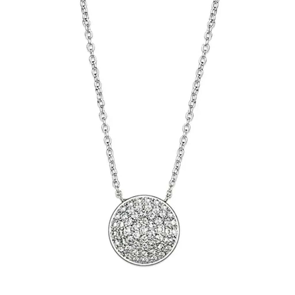 Alamode Rhodium Brass Necklace with AAA Grade CZ in Clear - Alamode - Flyclothing LLC