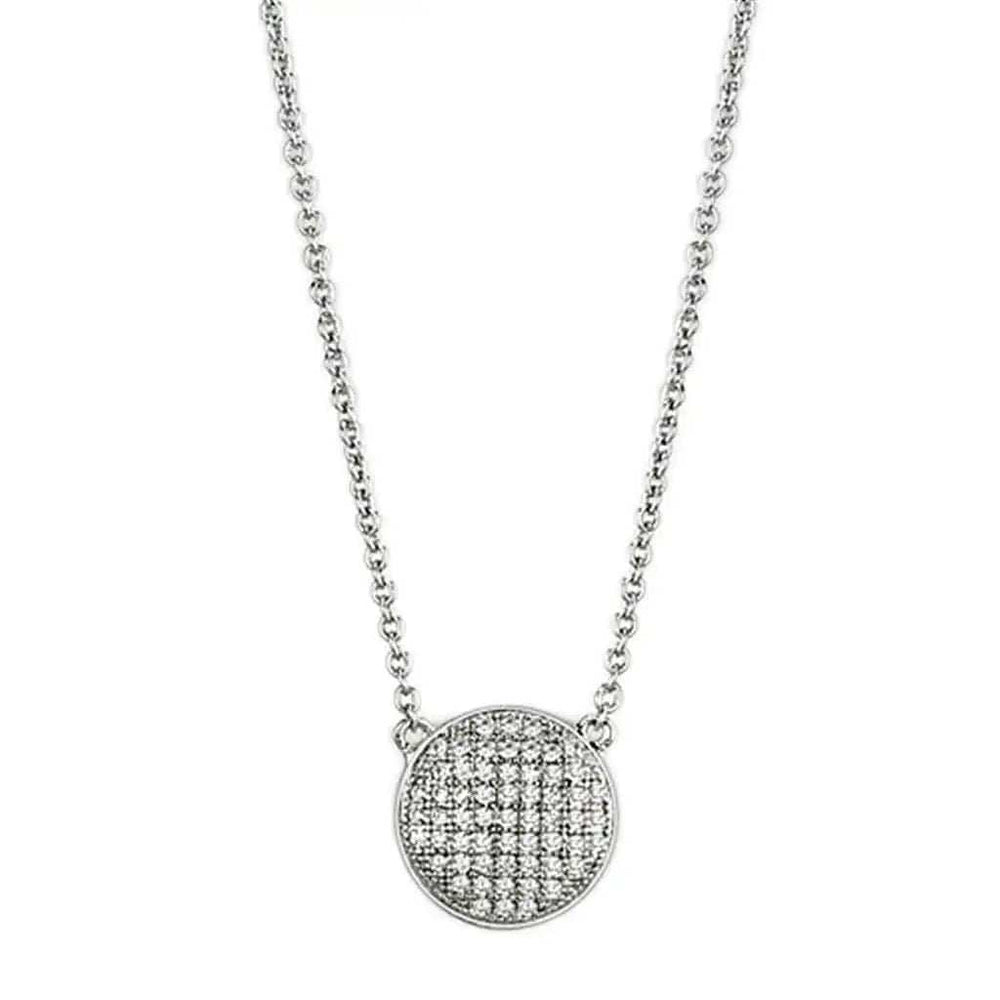 Alamode Rhodium Brass Necklace with AAA Grade CZ in Clear - Alamode - Flyclothing LLC