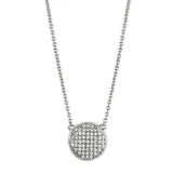 Alamode Rhodium Brass Necklace with AAA Grade CZ in Clear - Alamode - Flyclothing LLC