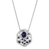 Alamode Rhodium + Ruthenium Brass Necklace with AAA Grade CZ in Amethyst - Alamode - Flyclothing LLC
