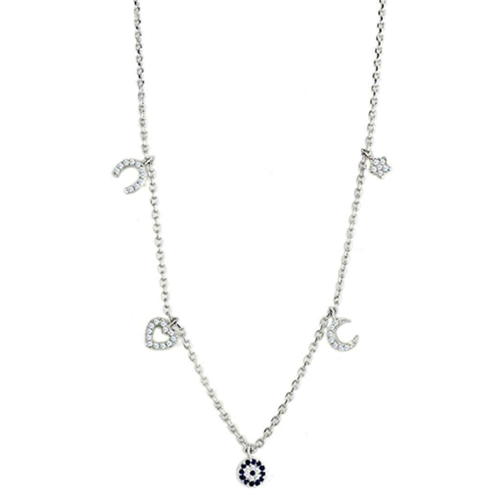 Alamode Rhodium Brass Necklace with AAA Grade CZ in Montana - Alamode - Flyclothing LLC