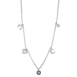 Alamode Rhodium Brass Necklace with AAA Grade CZ in Montana - Alamode - Flyclothing LLC