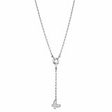 Alamode Rhodium Brass Necklace with AAA Grade CZ in Clear - Alamode - Flyclothing LLC