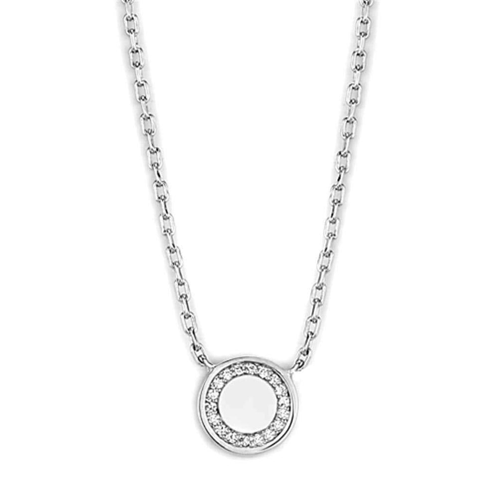 Alamode Rhodium Brass Necklace with AAA Grade CZ in Clear - Alamode - Flyclothing LLC