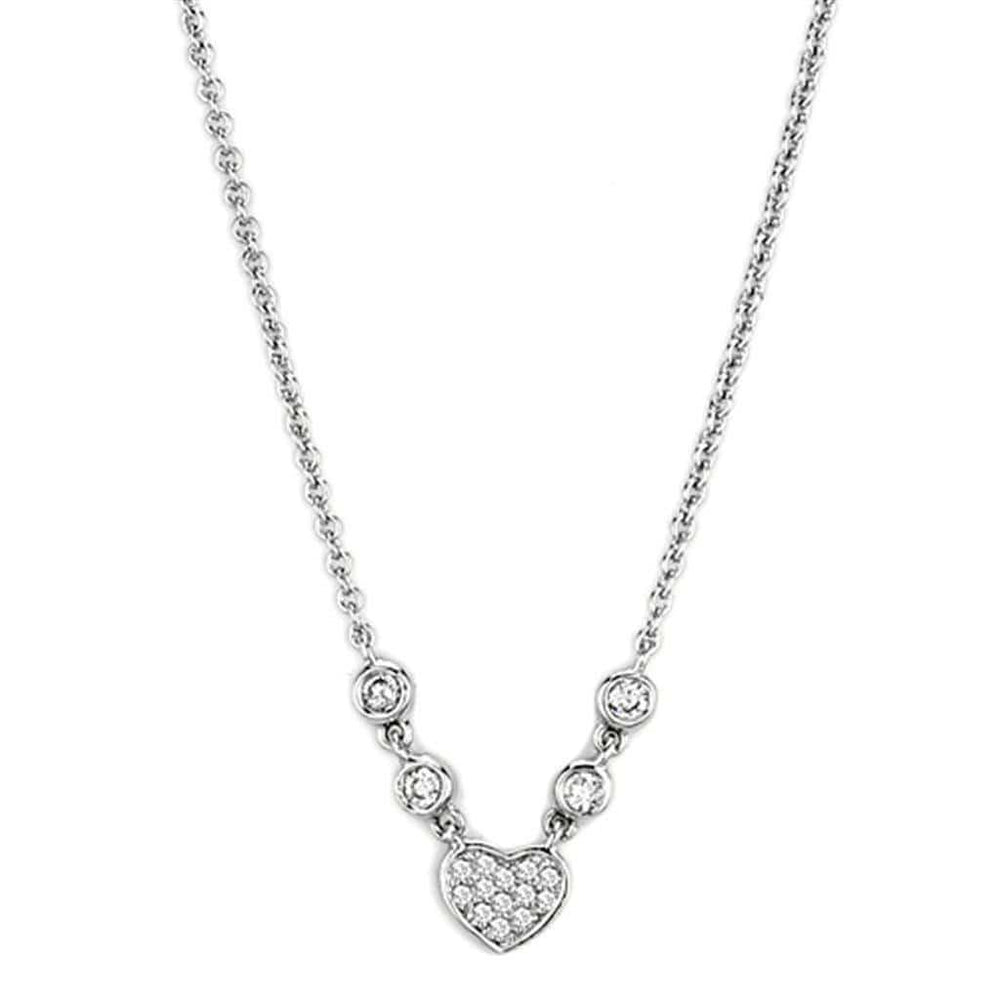 Alamode Rhodium Brass Necklace with AAA Grade CZ in Clear - Alamode - Flyclothing LLC
