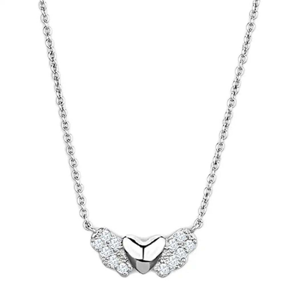 Alamode Rhodium Brass Necklace with AAA Grade CZ in Clear - Alamode - Flyclothing LLC